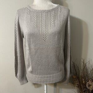 Vtg Cuddle Knit Sweater Women Gray Pullover Long Sleeve Round Neck Acrylic Sz M?